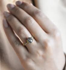 Estelle one carat diamond ring, pear salt pepper diamond ring. Salt And Pepper Diamond Engagement Ring In Yellow Gold Diorah Jewellers