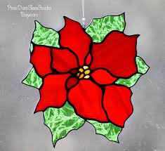 Stained Glass Poinsettia Flower Suncatcher Red Christmas Etsy Stained Glass Flowers Stained Glass Christmas Red Christmas Flower