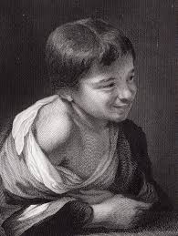 Engaging Bartolome MURILLO 1800s Engraving Spanish Peasant Boy FRAMED  Signed COA