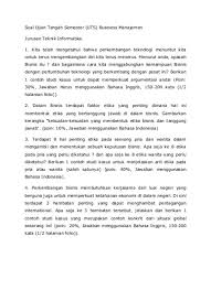 Maybe you would like to learn more about one of these? Teknik Informatika Soal Uts Business Manajemen