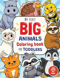 Each coloring pages of animals includes the animal name to. My First Big Animals Coloring Book For Toddlers Super Fun Simple Animal Coloring Pages For Little Kids Ages 2 4 Press Pamparam 9798693553064 Amazon Com Books