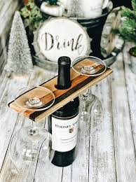 These Handcrafted Kegonza Style Wine Bottle Caddie And Wine Glass Holders Are Made From A Variety O Wine Bottle Glass Holder Wine Glass Holder Wooden Wine Rack