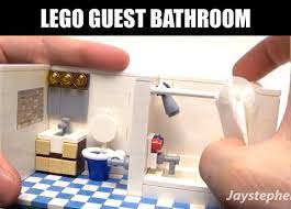 Outside there's a table and chairs, a well to fetch water for mia's horse metzie, and a grooming area. Beyond The Brick Lego Guest Bathroom Facebook