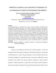 It is not always obvious what adaptations, accommodations, or modifications would be beneficial for a particular student, or how changes to the curriculum, its presentation, the. Doc Modifying Learning And Assessment Techniques To Accommodate Students With Hearing Impairment Adigun Olufemi Academia Edu