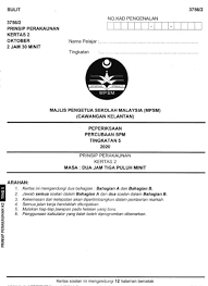 Tingkatan Koleksi Percubaan Ppa Spm 2020 Sulit No Kad Pengenalan 3756t2 Kertas 2 Oktober