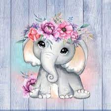 Cute Floral Baby Elephant Png Sublimation Design Pink Flowers Etsy In 2021 Elephant Clip Art Baby Elephant Baby Girl Elephant