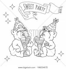 Word party characters coloring pages. Two Funny Bears Party Vector Photo Free Trial Bigstock
