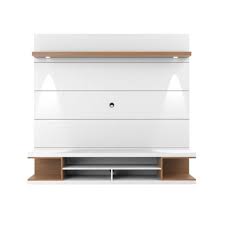 Vigo's floating media console offers a modern glossy look that combines well with the 16 led lights found inside its storage cubbies, which have just enough room for essential electronics and remotes. Utopia Floating Theater Led Lights Tv Stand For Tvs Up To 60 Cream Gloss White Manhattan Comfort Target