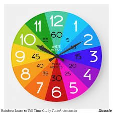 Rainbow Learn To Tell Time Classroom Clock Zazzle Com Learn To Tell Time Classroom Clock Rainbow Learning