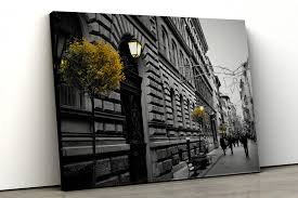 Black And White Canvas Prints Of Trees Yellow Tree Black And White City Scene Framed Canvas Print Etsy Nature Canvas Art Black And White City Framed Canvas Prints