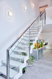 Glass Railings Glasgelander Wooden Staircase With Glass Railing And Stainless Steel Moderne Treppengelander Balkon Gelander Design Treppengelander Edelstahl