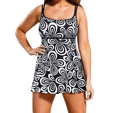 Womens Lady Swimdress Swimming Costume With Skirt Tummy Support Control Swimwear