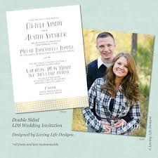 Lds Wedding Invitation Gold Foil Dots Lds Wedding Invite Double Sided Wedding Invitation Mormon Lds Wedding Invitations Lds Wedding Wedding Invitations