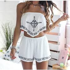 Tribal Print Two Piece Featuring Strapless Crop Top And Top Outfits Cute Outfits Summer Outfits