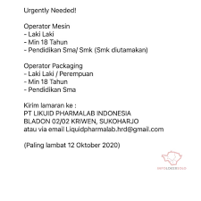 Area bekasi kawasan industri mm2100. Lowongan Kerja Operator Pt Likuid Pharmalab Indonesia Info Loker Solo