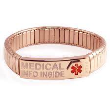 Shop for women's medical alert bracelets at walmart.com. Rose Gold Medic Alert Stretch Bracelet With Up To 300 Letters Printed Onto Waterproof Labels