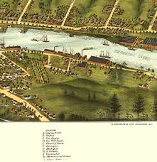 Gardiner And Pittston Maine In 1878 Birds Eye View Map