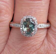 Alexandrite 14k Rose Gold Diamond Halo Engagement Ring Rare Gemstone Engagement Ring Rose Gold Diamond Halo Engagement Rings Sapphire Gemstone Engagement Rings