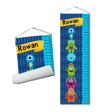 Monster Personalized Growth Chart Silly Blue Alien Height Ruler Kids Monster Growth Chart Add Birth Facts Childs Name Gift