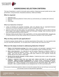 Underline or highlight the most important . Addressing Selection Criteria