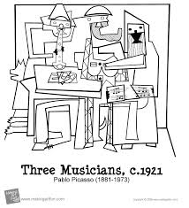 Pablo Picasso Freebies Picasso Coloring Pablo Picasso Three Musicians