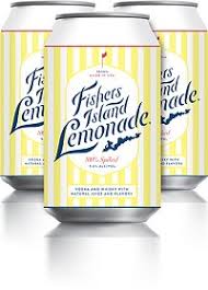 Vodka & whiskey spiked lemonade cocktails in a can. Fishers Island Lemonade Maximum Beverage