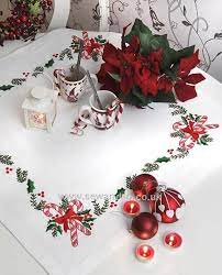 Buy Christmas Candy Embroidery Tablecloth Kit Disc Online At Sewandso Co Uk Christmas Table Cloth Christmas Placemats Christmas Linen