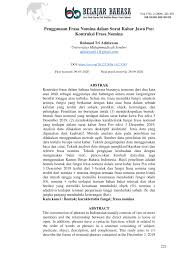 Maybe you would like to learn more about one of these? Pdf Penggunaan Frasa Nomina Dalam Surat Kabar Jawa Pos Kontruksi Frasa Nomina