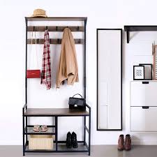 Amazon Com Homekoko Coat Rack Shoe Bench Hall Tree Entryway Bench With Storage Wood Look Accent Furniture With Metal Frame 3 In 1 Design Dark Brown Home Improvement
