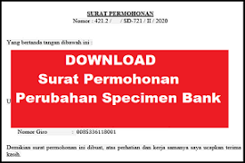Penunjukan guru yang mendapat tugas tambahan sebagai bendahara bos pada. Download Surat Permohonan Perubahan Specimen Bank Sobang 2