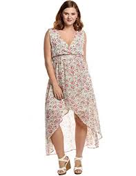Meaneor Womens Plus Size V Neck Floral Printed Chiffon Maxi