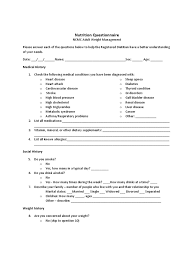 Nutrition Questionnaire Pdf Pdf Dieting Physical Exercise