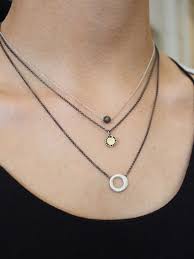 Rosa Maria Necklaces Heather Creswell Dickinson Of Belfast Globus Diamond Black Diamond And Silver Hoop Necklace Colored Diamonds Black Diamond
