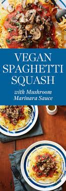 Vegan Spaghetti Squash With Mushroom Marinara Sauce Recipe Vegan Spaghetti Squash Vegan Spaghetti Easy Pasta Recipes