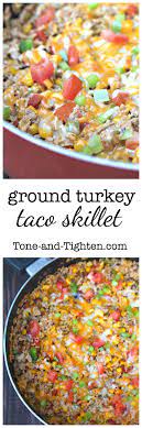 Easy ground turkey recipe ( cheap but healthy ). Ground Turkey Taco Skillet Recipe Recipes Ground Turkey Tacos Ground Turkey Recipes