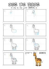 Figure study animals faces & expression hands & feet scenes & environments. How To Draw Cartoon Animals Easy African Giraffe For Young Kids Rainbow Printables