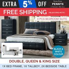 Bedroom Suite Bed Frame King Queen Double Bed Bedside Tallboy 4pcs Soho King Bed Frame Bedroom Suite Bed