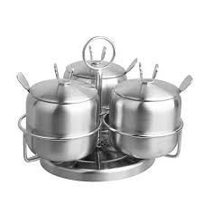 Black And White Bowl With Spoon Youlanda Stainless Steel Condiment Serving Bowls Set With Spoons And Lids Salt And Sugar Server Seasoning Contain Serving Bowl Set Serving Bowls Sugar Bowl Set