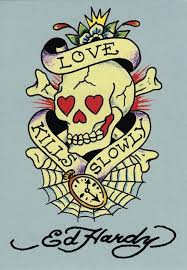 With one foot in the world… Ed Hardy Love Kills Slowly Ed Hardy Tattoos Ed Hardy Designs Postkarten