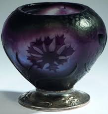 Description Daum Freres Nancy Martele Vase Bleuets 1900 03 H 9 8 Cm Cased Glass Milky Opalescent Clear And Purple Dec Daum Nancy Design Silver Vase