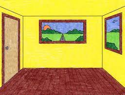 The horizon line sits at the level of the viewer's eyes. How To Draw A Room In One Point Perspective Art Projects For Kids