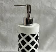 Designer Inspired Hand Painted Black CHECK & Stripes Soap/Lotion Dispenser  NEW | eBay