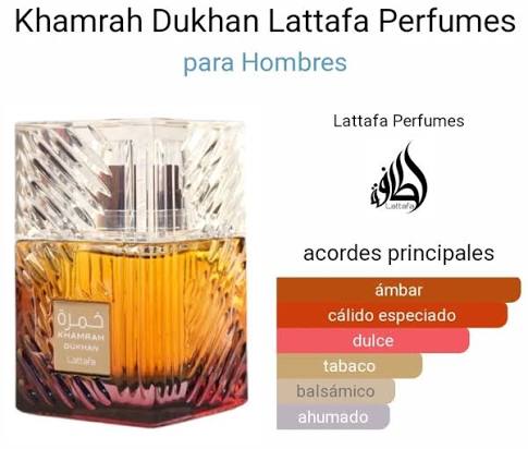 Khamrah Dukhan de @lattafa_perfumes Las Notas de Salida son especias,  pimiento morrón y mandarina; las Notas de Corazón son incienso, ládano,  flor de azahar del naranjo y pachulí; las Notas de Fondo