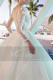 Spécialiste de la robe de mariée à paris : Robe De Mariee Dentelle Elegant Manche Longue Lace Dos Perle Ref M377 Robes De Mariee