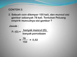 Anda juga bisa mengekspresikan hubungan ini sebagai 1 ÷ 6, 1/6, 0,166, atau 16,6%. Contoh Peluang Empirik Biaya Pendidikan