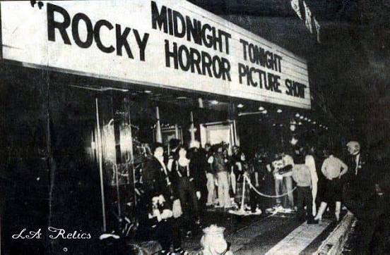Tiffany Theater marquee advertising The Rocky Horror Picture Show, ca.  1980. The theater was located at 8534 W. Sunset Boulevard, West Hollywood.  The Tiffany Theater was the first theater located on the