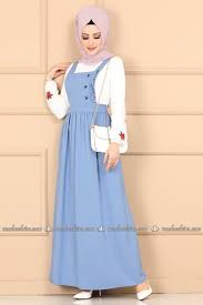Modaselvim Elbise Firfir Ve Dugmeli Jile 622mr257 Mavi Muslim Fashion Outfits Muslim Fashion Dress Stylish Dresses For Girls