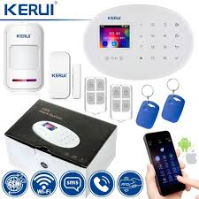 Kerui Wifi Gsm Home Security Alarm System With 2 4 Inch Tft Touch Panel App Control Rfid C Home Security Alarm System Home Security Systems Home Security Alarm