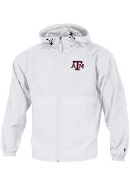 champion texas a m aggies mens white primary logo packable light weight jacket 14754543