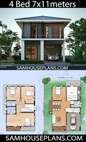 A four bedroom apartment or 4 bhk house design can provide ample space for the average family. House Plans Idea 7x11 M With 4 Bedrooms Sam House Plans Model House Plan House Construction Plan Double Storey House Plans